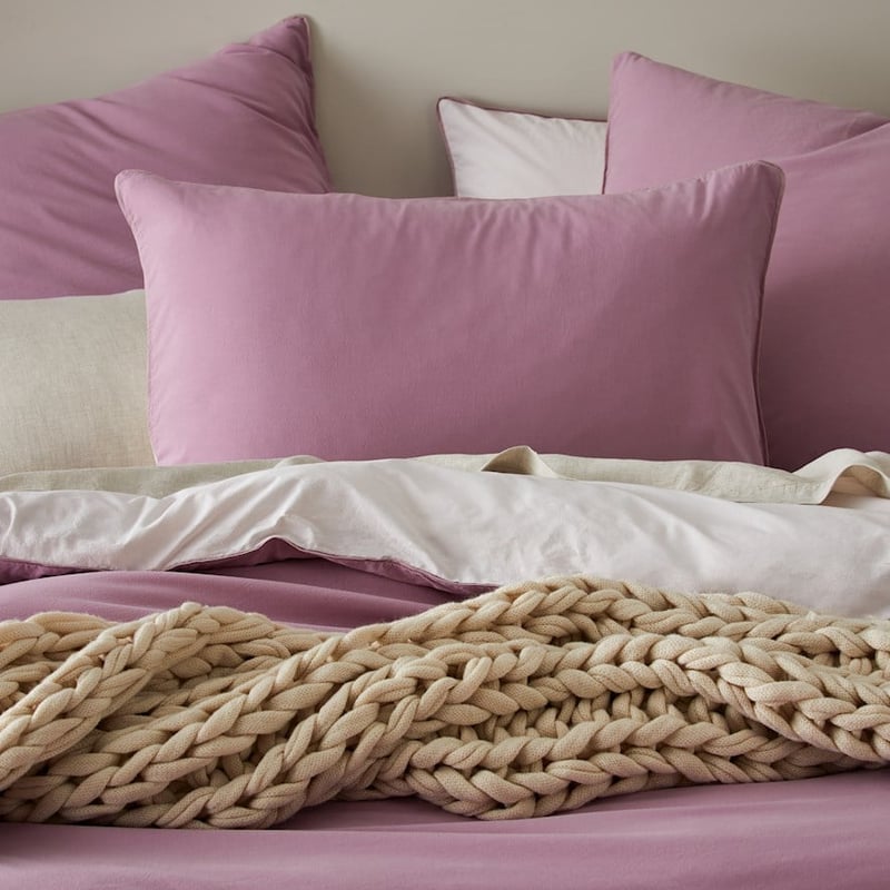 Two Toned Amethyst Stonewashed Quilt Cover Set