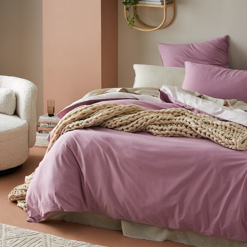 Two Toned Amethyst Stonewashed Quilt Cover Set