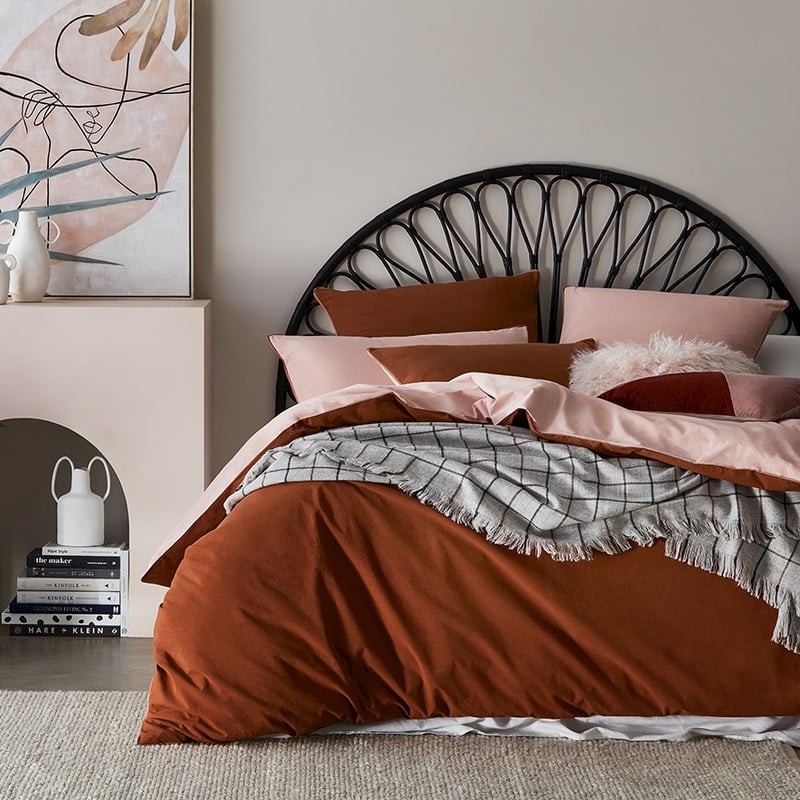 Stonewashed Tobacco Two Toned Quilt Cover Set