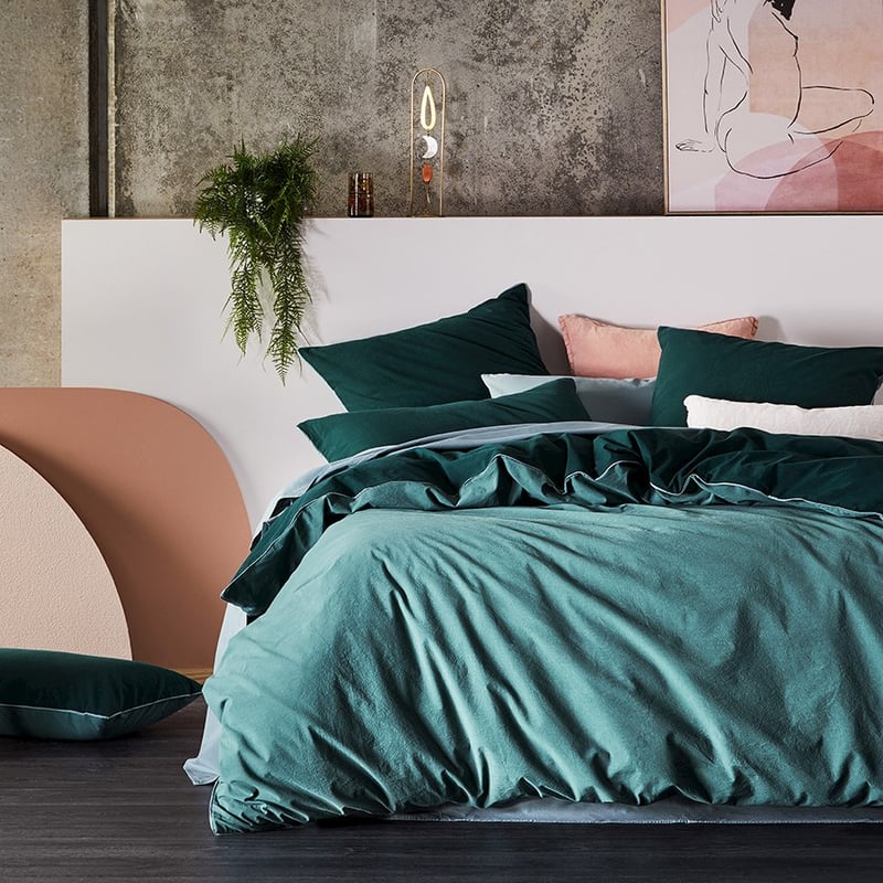 Stonewashed Ocean Two Toned Quilt Cover Set