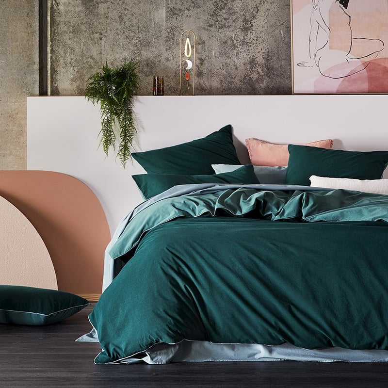 Stonewashed Ocean Two Toned Quilt Cover Set