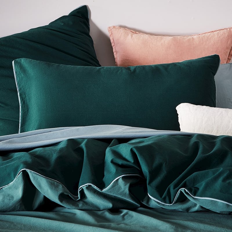 Stonewashed Ocean Two Toned Quilt Cover Set