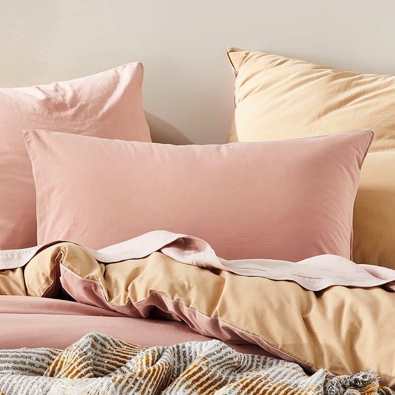 Stonewashed Peach Two Toned Quilt Cover Set