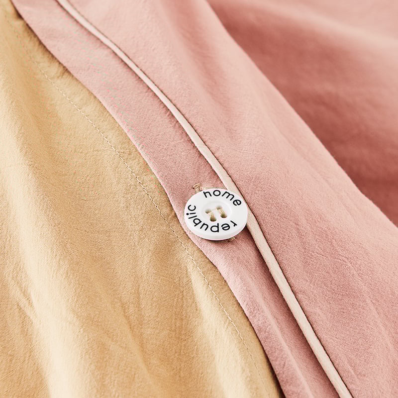 Stonewashed Peach Two Toned Quilt Cover Set