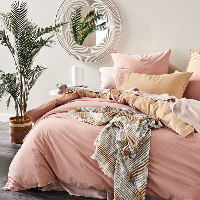 Stonewashed Peach Two Toned Quilt Cover Set