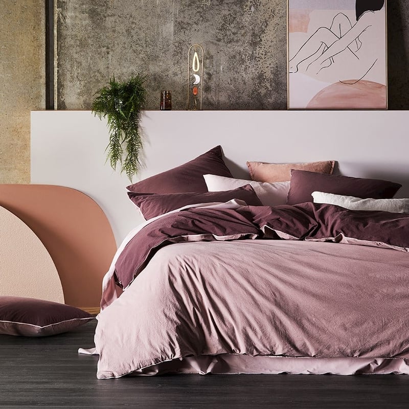 Stonewashed Plum Two Toned Quilt Cover Set