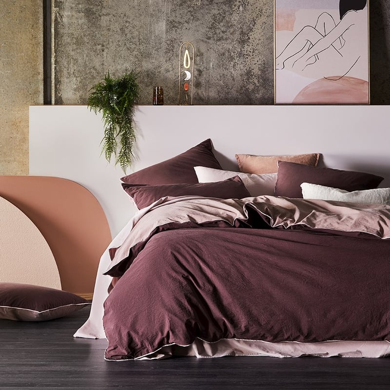Stonewashed Plum Two Toned Quilt Cover Set