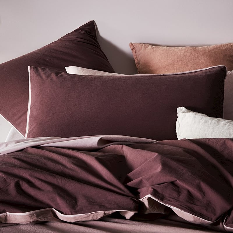Stonewashed Plum Two Toned Quilt Cover Set