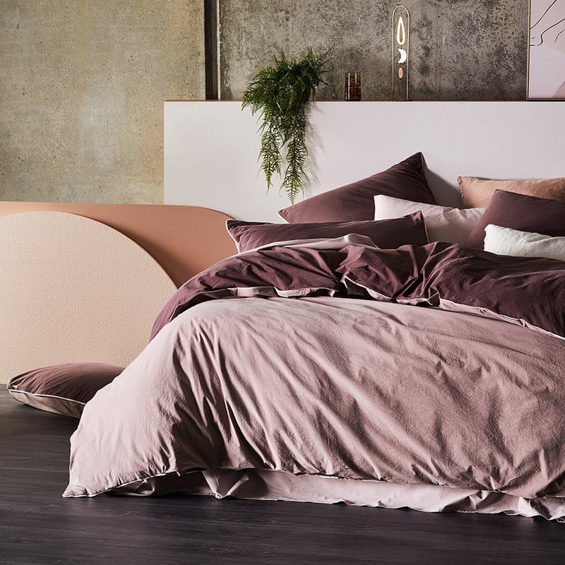 Stonewashed Plum Two Toned Quilt Cover Set