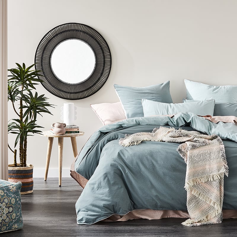 Stonewashed Sage Two Toned Quilt Cover Set