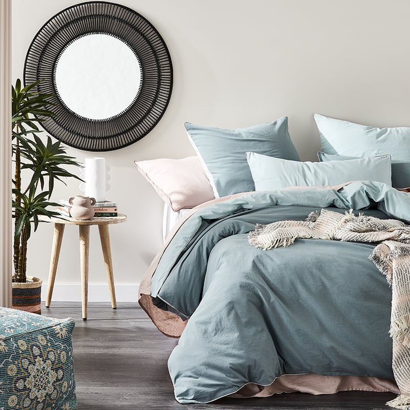 Stonewashed Sage Two Toned Quilt Cover Set