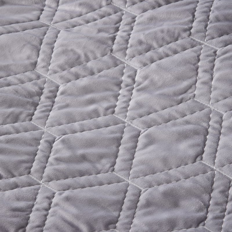 Valentina Quilted Silver Velvet Coverlet