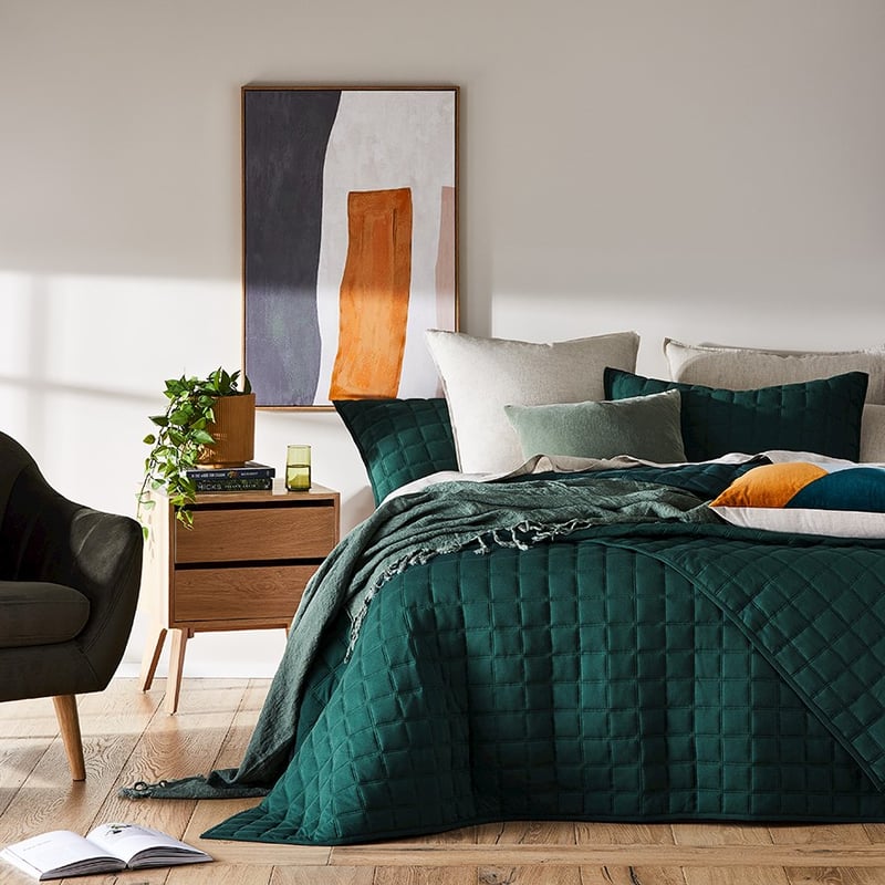 Murphy Quilted Jersey Bottle Green Coverlet