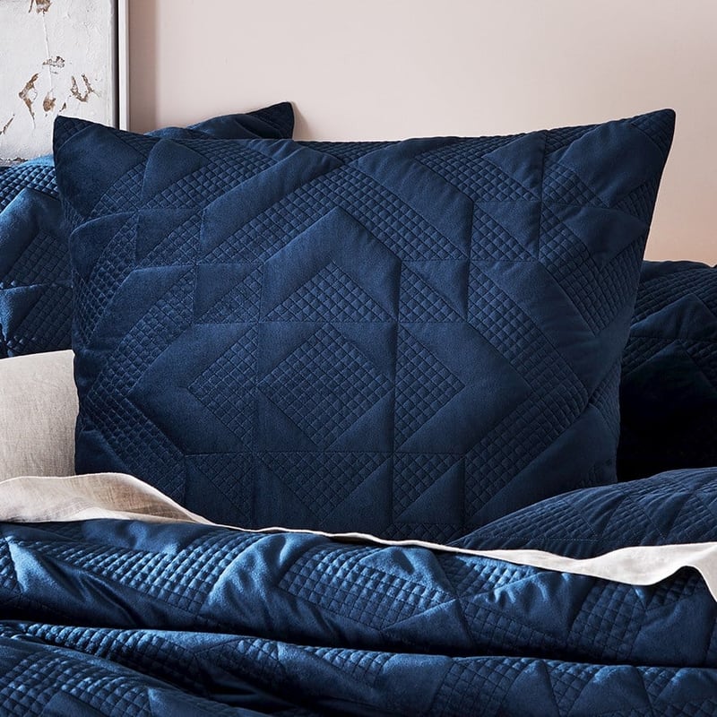 Gemini Quilted Navy Velvet Quilt Cover
