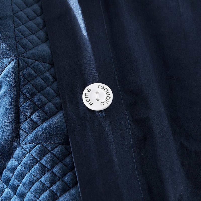 Gemini Quilted Navy Velvet Quilt Cover