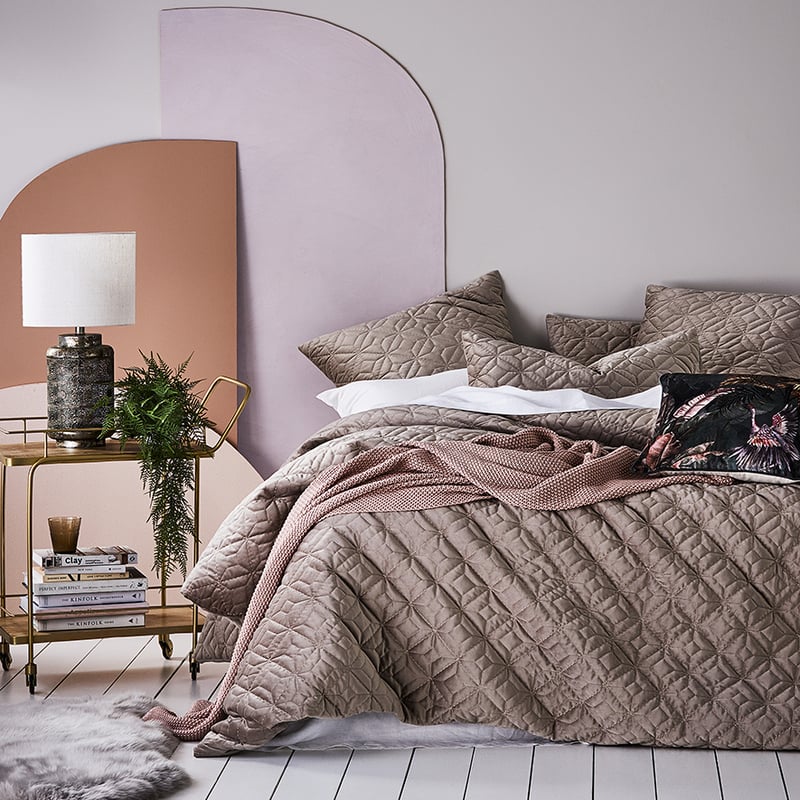 Denver Quilted Velvet Mist Quilt Cover