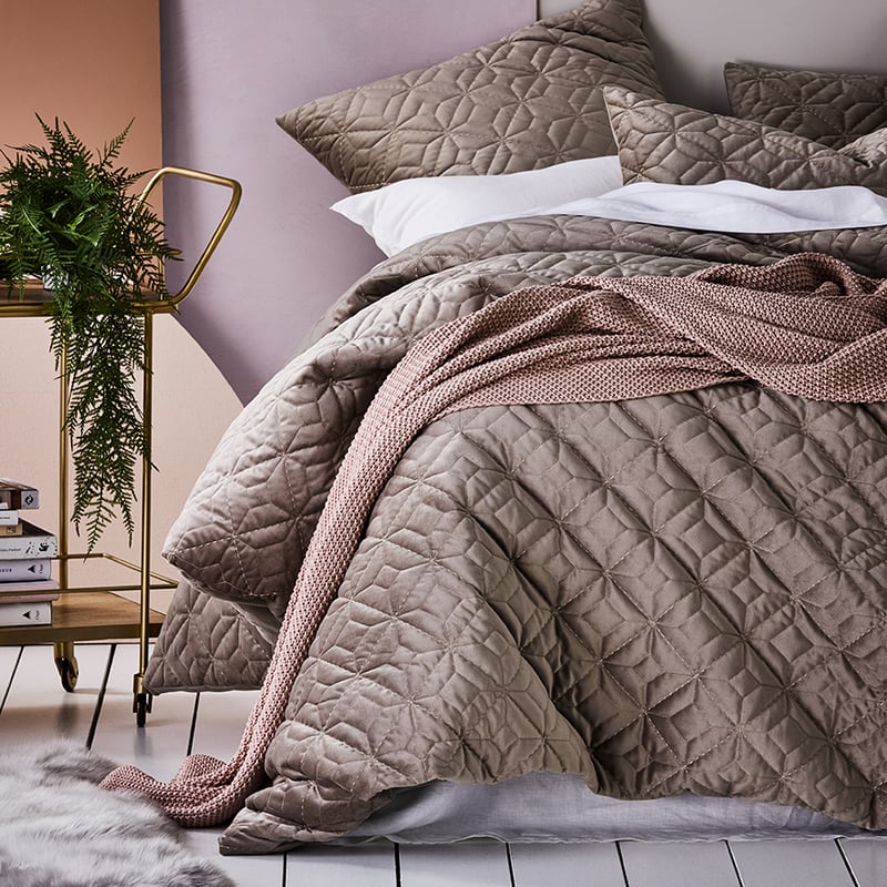 Denver Quilted Velvet Mist Quilt Cover