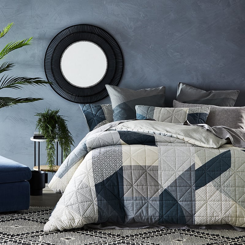 Helsinki Quilted Blue Quilt Cover