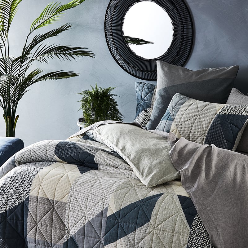 Helsinki Quilted Blue Quilt Cover