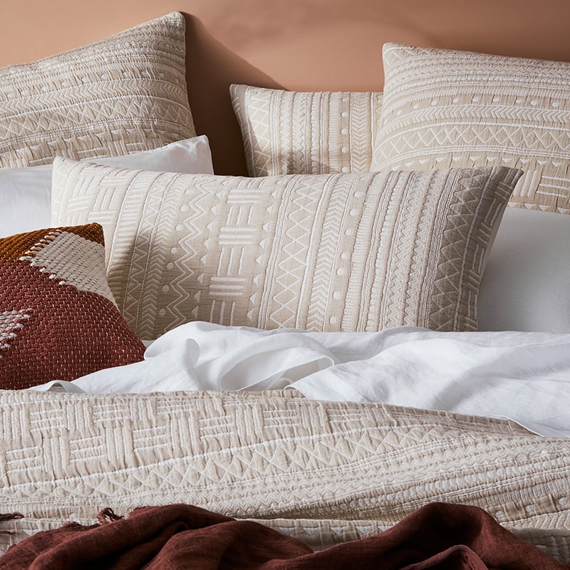 Tribal Matelasse Natural Quilt Cover