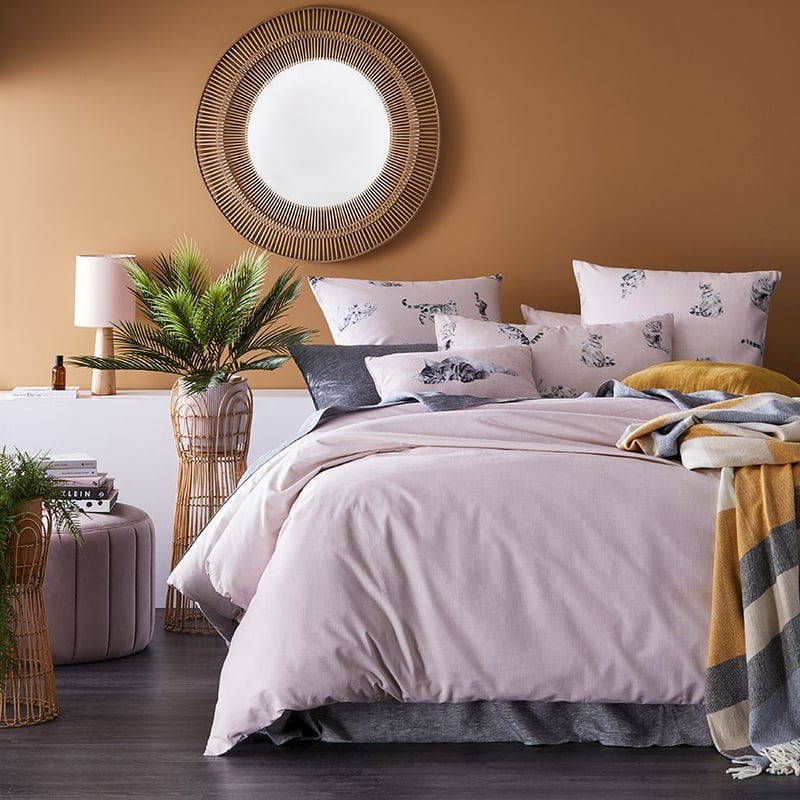 Tabby Cat Pink Quilt Cover Set