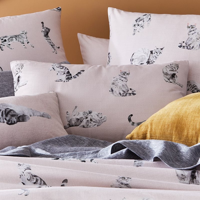 Tabby Cat Pink Quilt Cover Set