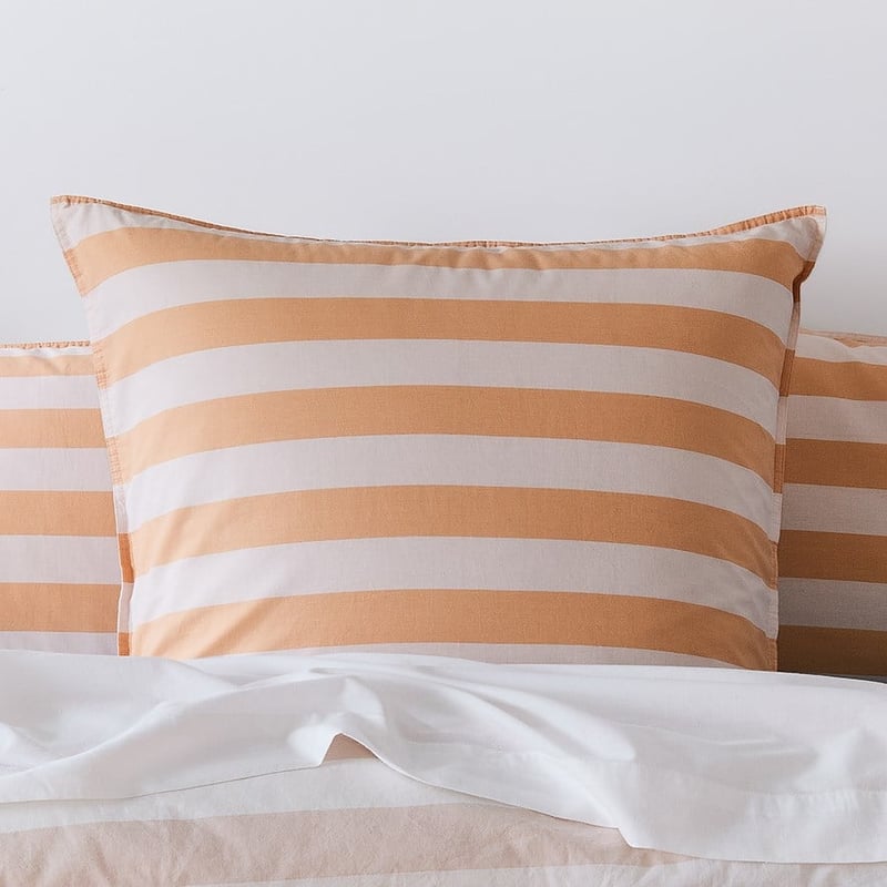Stonewashed Block Stripe Peaches Quilt Cover Set