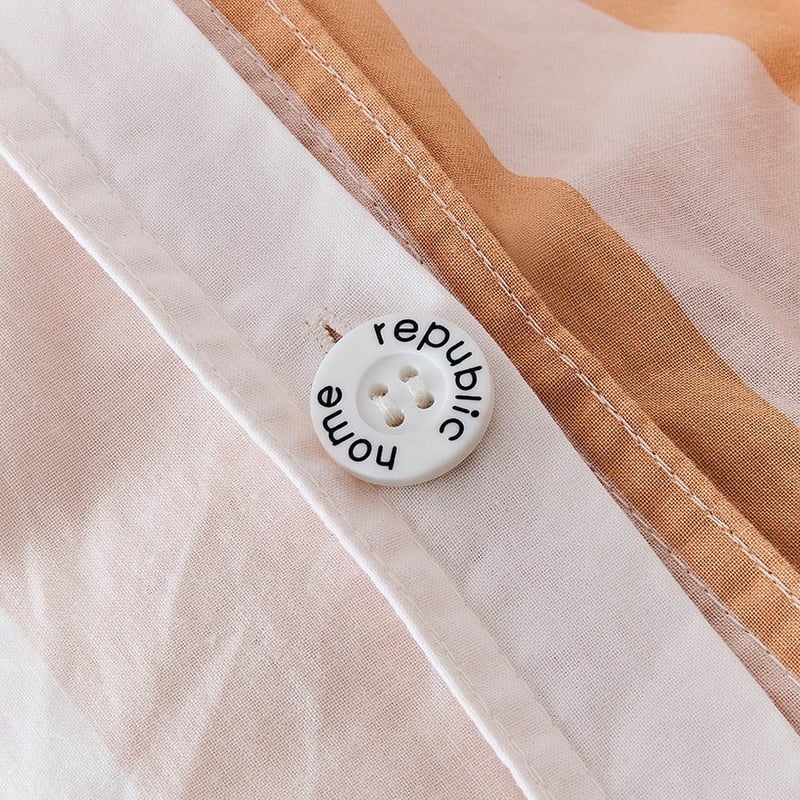 Stonewashed Block Stripe Peaches Quilt Cover Set