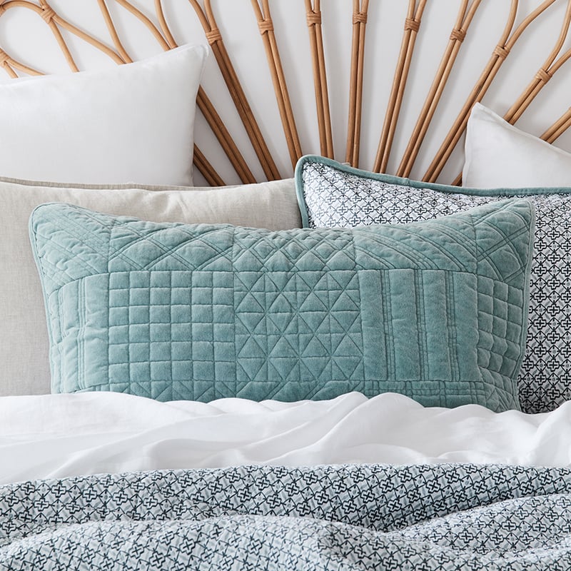 Connie Mint Velvet Quilted Coverlet
