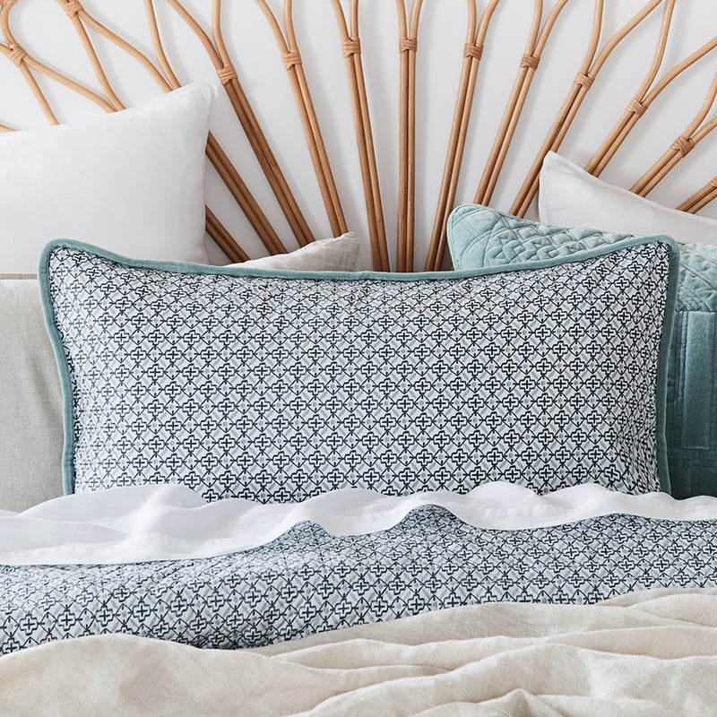 Connie Mint Velvet Quilted Coverlet