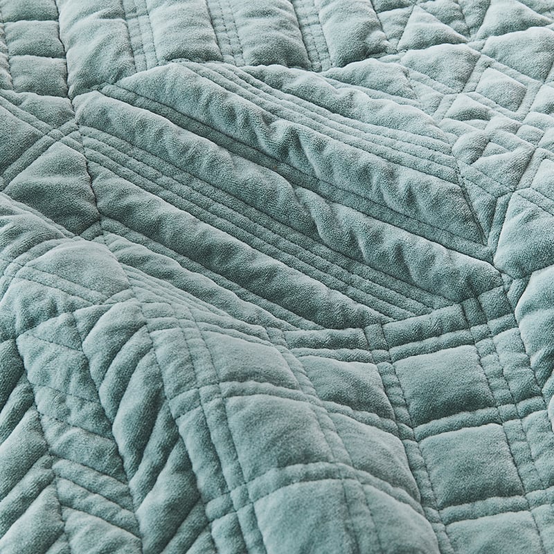 Connie Mint Velvet Quilted Coverlet