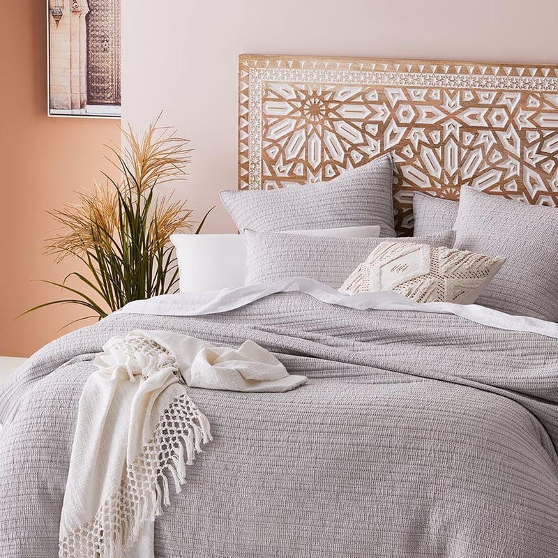 Hayman Quilted Soft Grey Quilt Cover