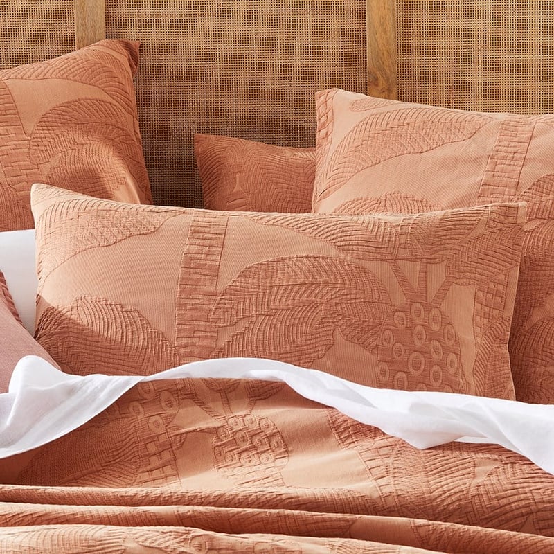 Jungle Palm Matelasse Soft Clay Quilt Cover