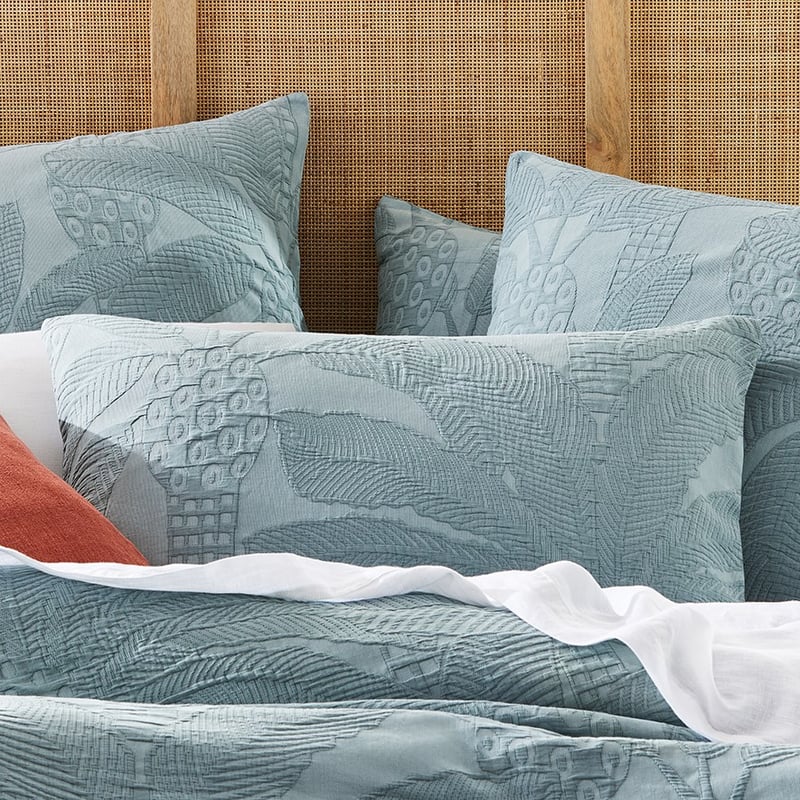 Jungle Palm Matelasse Soft Sage Quilt Cover