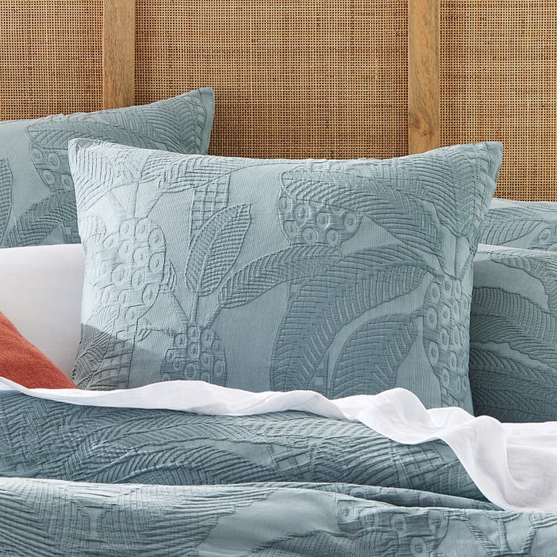 Jungle Palm Matelasse Soft Sage Quilt Cover