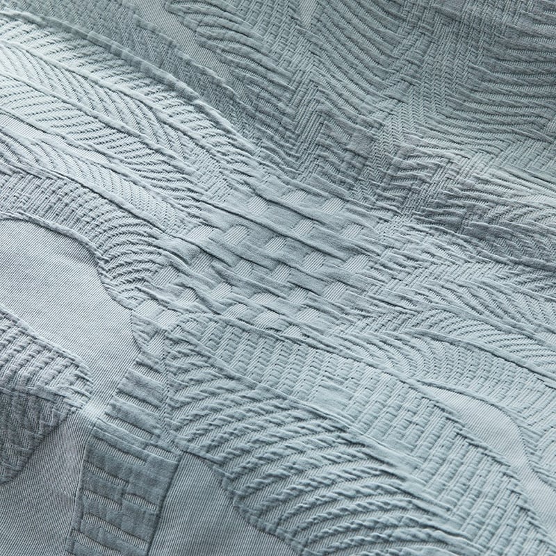 Jungle Palm Matelasse Soft Sage Quilt Cover