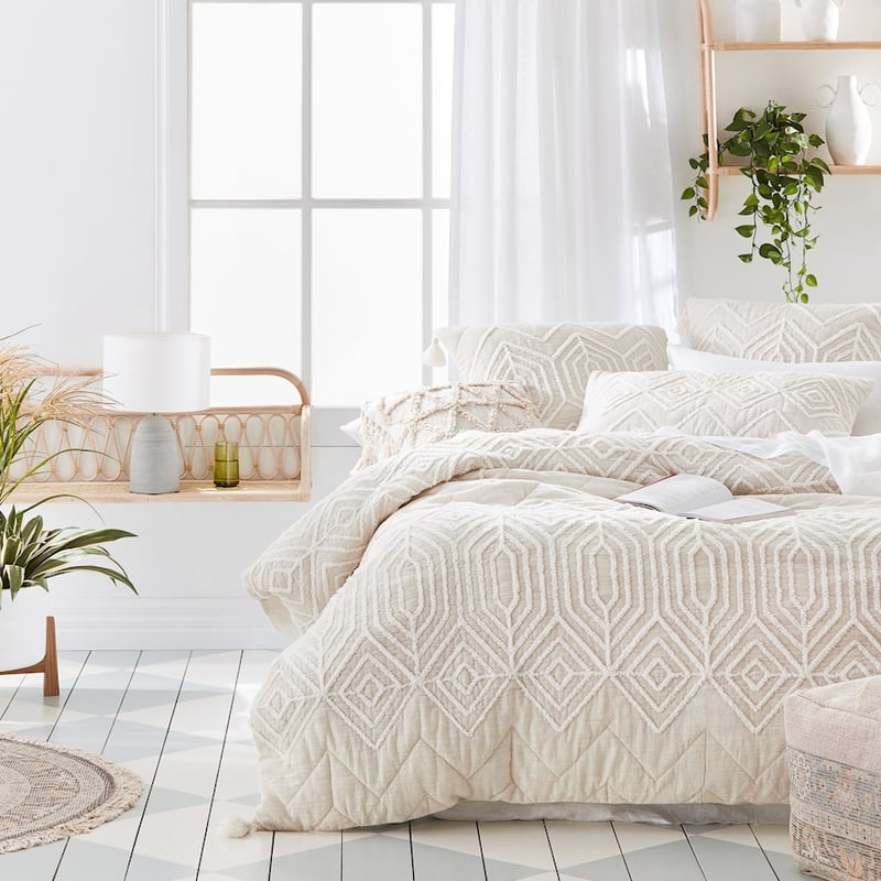 Bombay Tufted Quilted Natural Quilt Cover