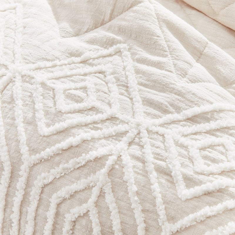 Bombay Tufted Quilted Natural Quilt Cover