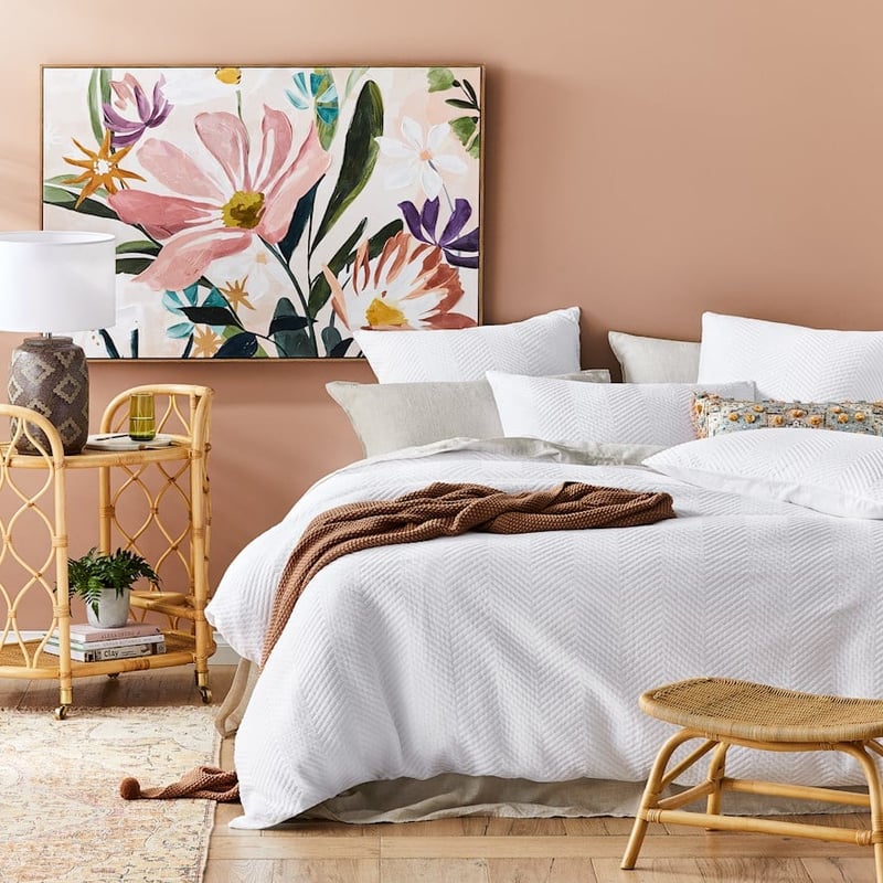 Chevron Matelasse White Quilt Cover