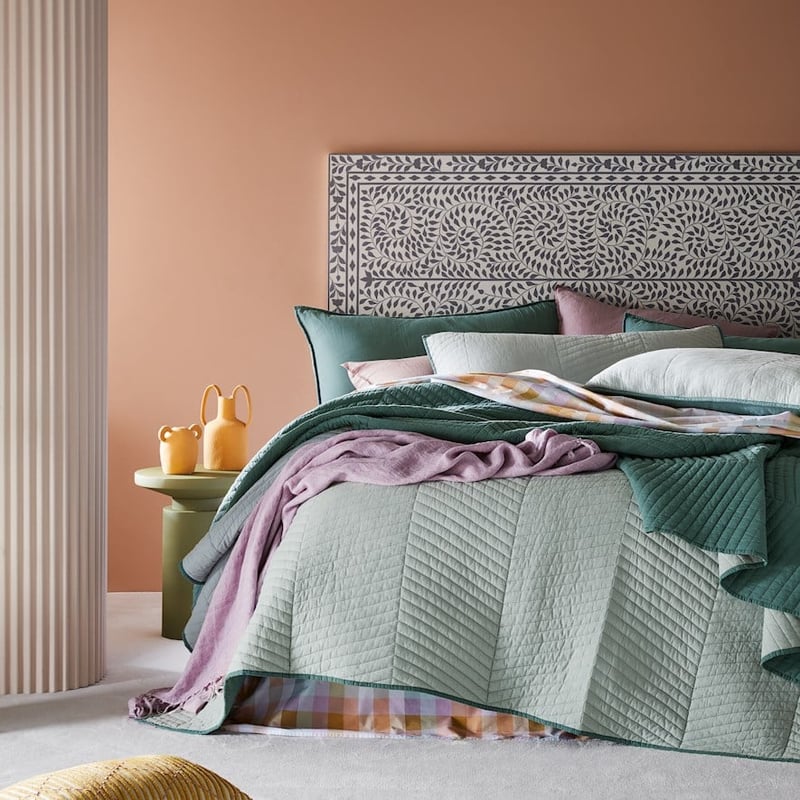 Roma Quilted Blue Mist Coverlet