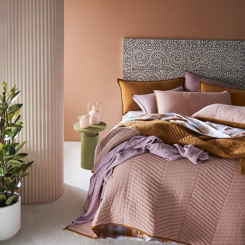 Roma Quilted Misty Rose Coverlet