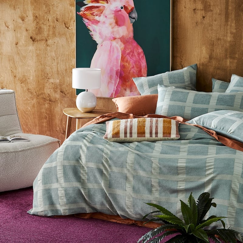 Chenille Check Cypress Quilt Cover