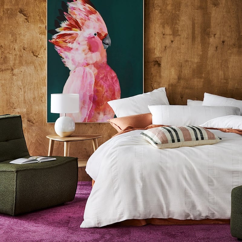 Chenille Check White Quilt Cover