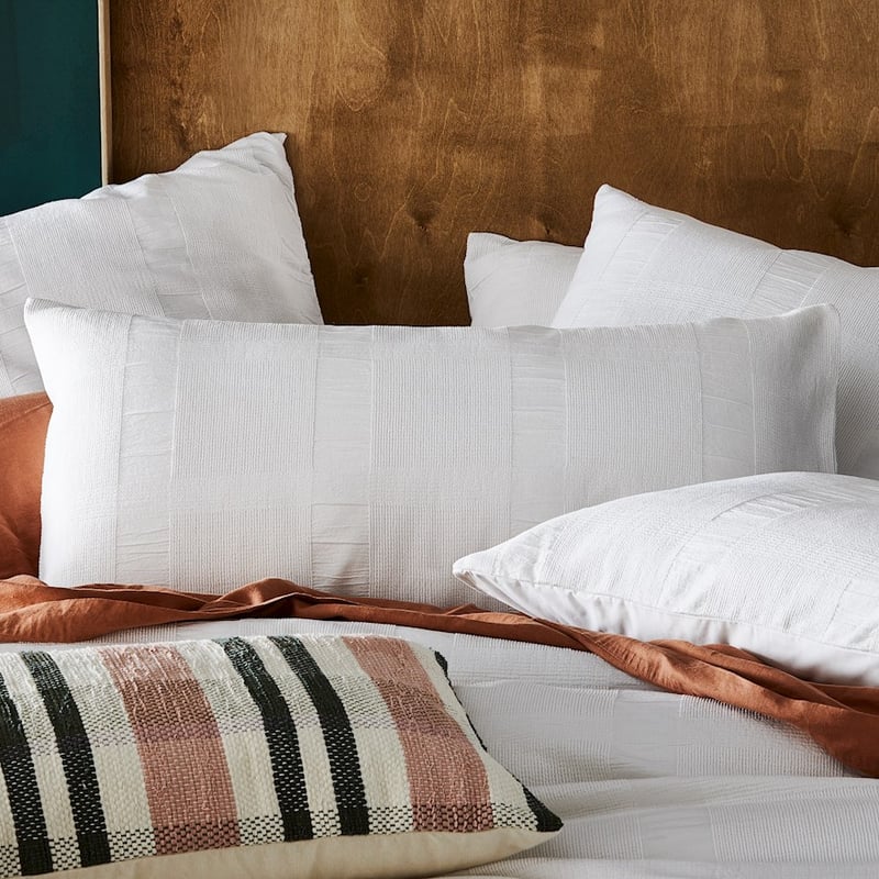 Chenille Check White Quilt Cover