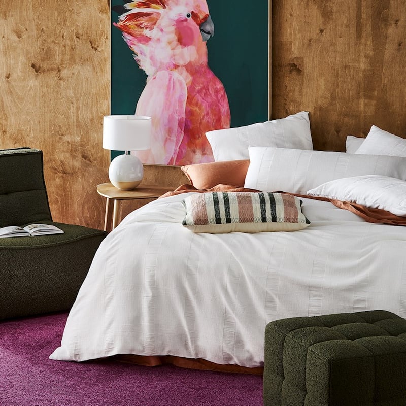 Chenille Check White Quilt Cover