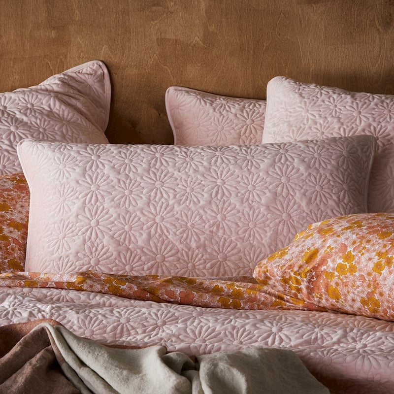Evie Velvet Quilted Pink Quilt Cover