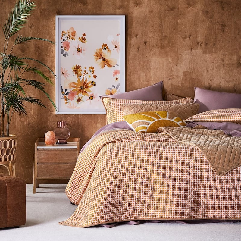 Chelsea Inca Gold Velvet Quilted Coverlet