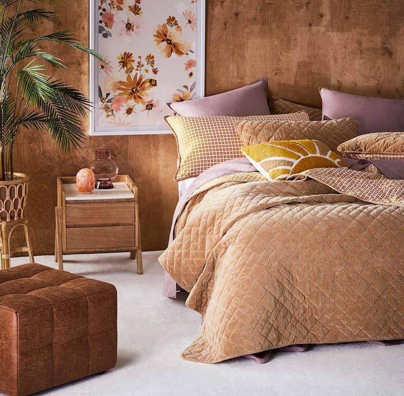 Chelsea Inca Gold Velvet Quilted Coverlet