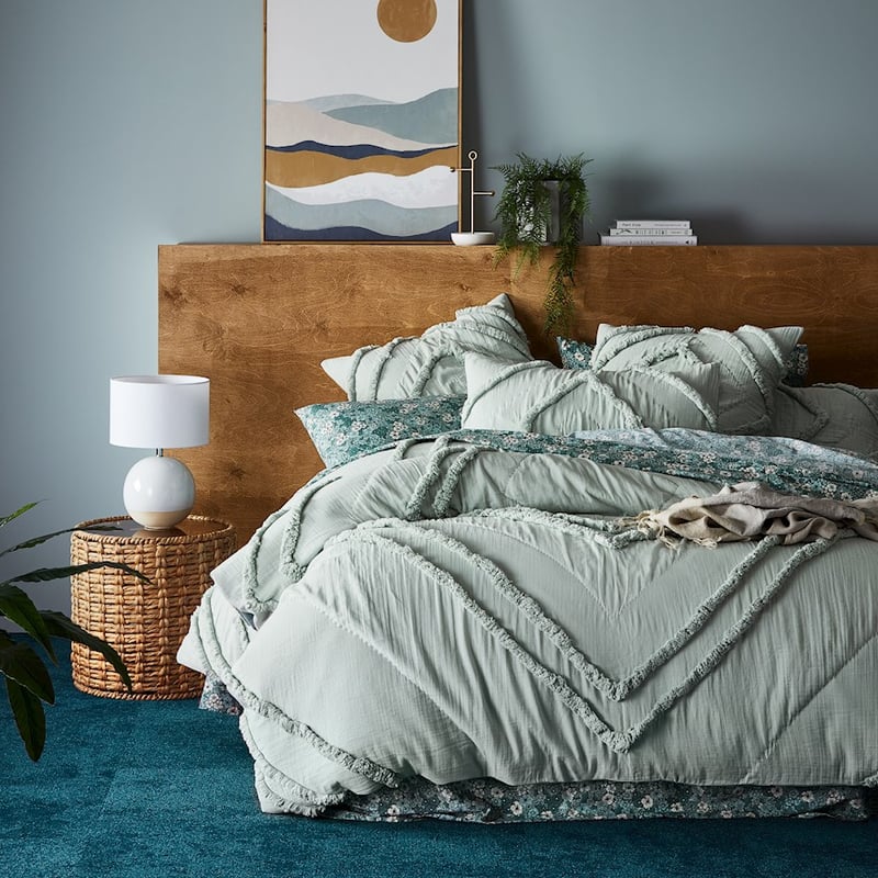 Mandalay Quilted Duck Egg Quilt Cover