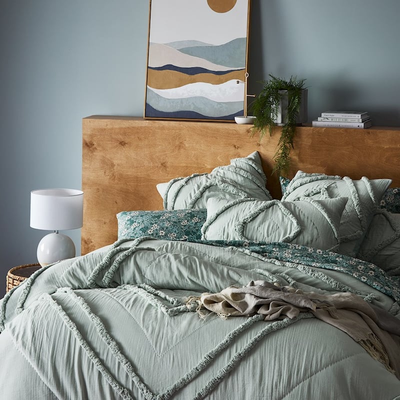 Mandalay Quilted Duck Egg Quilt Cover